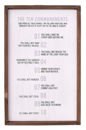 17 x 11 'The Ten Commandments' Framed Wood Wall Sign - Wholesale Accessory Market