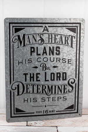 18 x 14 'A Man's Heart' Vintage Metal Wall Sign - Wholesale Accessory Market