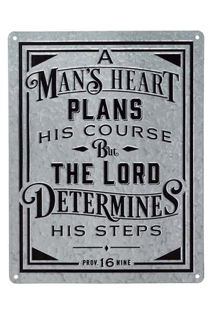 18 x 14 'A Man's Heart' Vintage Metal Wall Sign - Wholesale Accessory Market