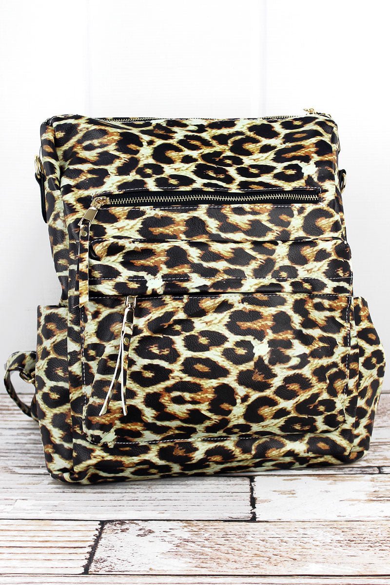 NGIL Leopard Faux Leather Backpack Tote - Wholesale Accessory Market
