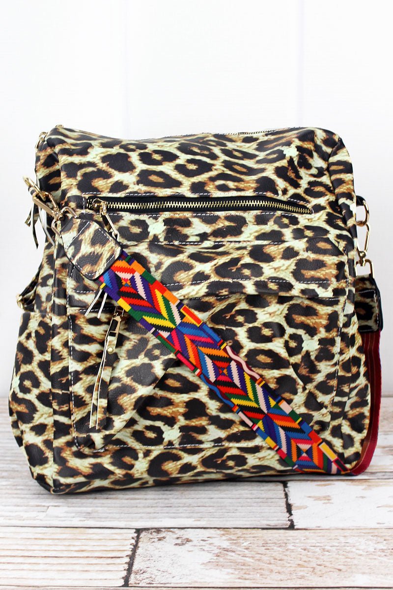 NGIL Leopard Faux Leather Backpack Tote - Wholesale Accessory Market