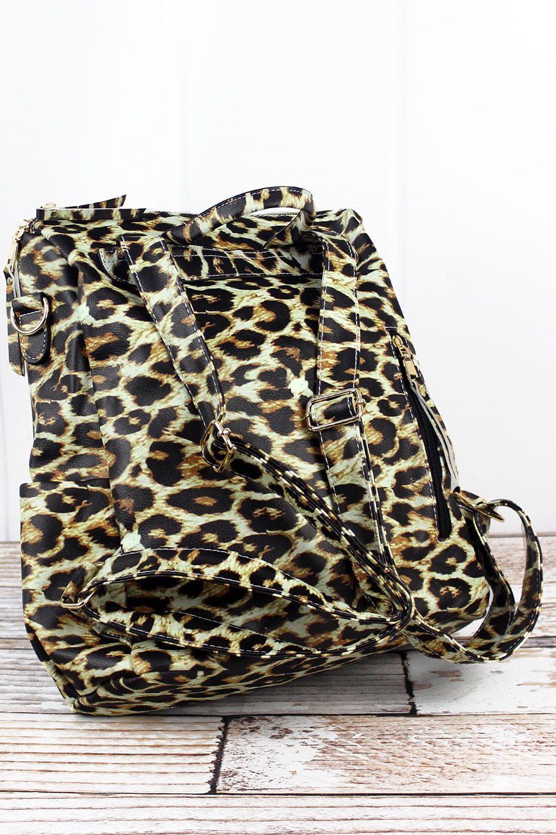 NGIL Leopard Faux Leather Backpack Tote - Wholesale Accessory Market