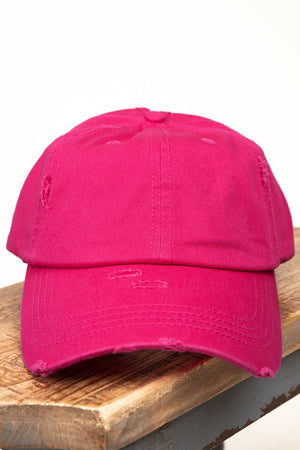 Distressed Hot Pink Ponytail Cap - Wholesale Accessory Market