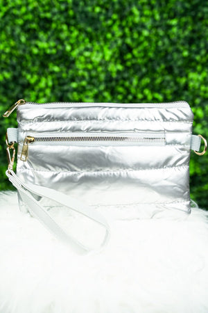10% OFF! The Sophie Silver Puffer Wristlet Bag - Wholesale Accessory Market