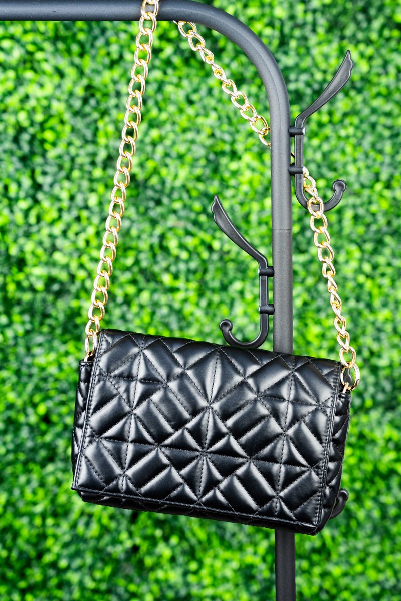 City Style Black Quilted Faux Leather Bag | Wholesale Accessory Market