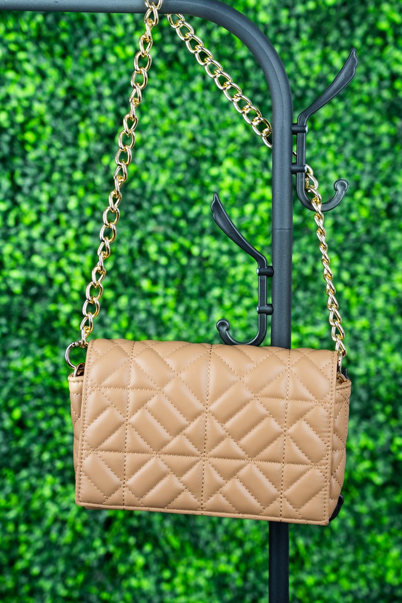 ❤️ Michael Kors Soho Chain Quilted Leather Camel/Gold Shoulder Bag