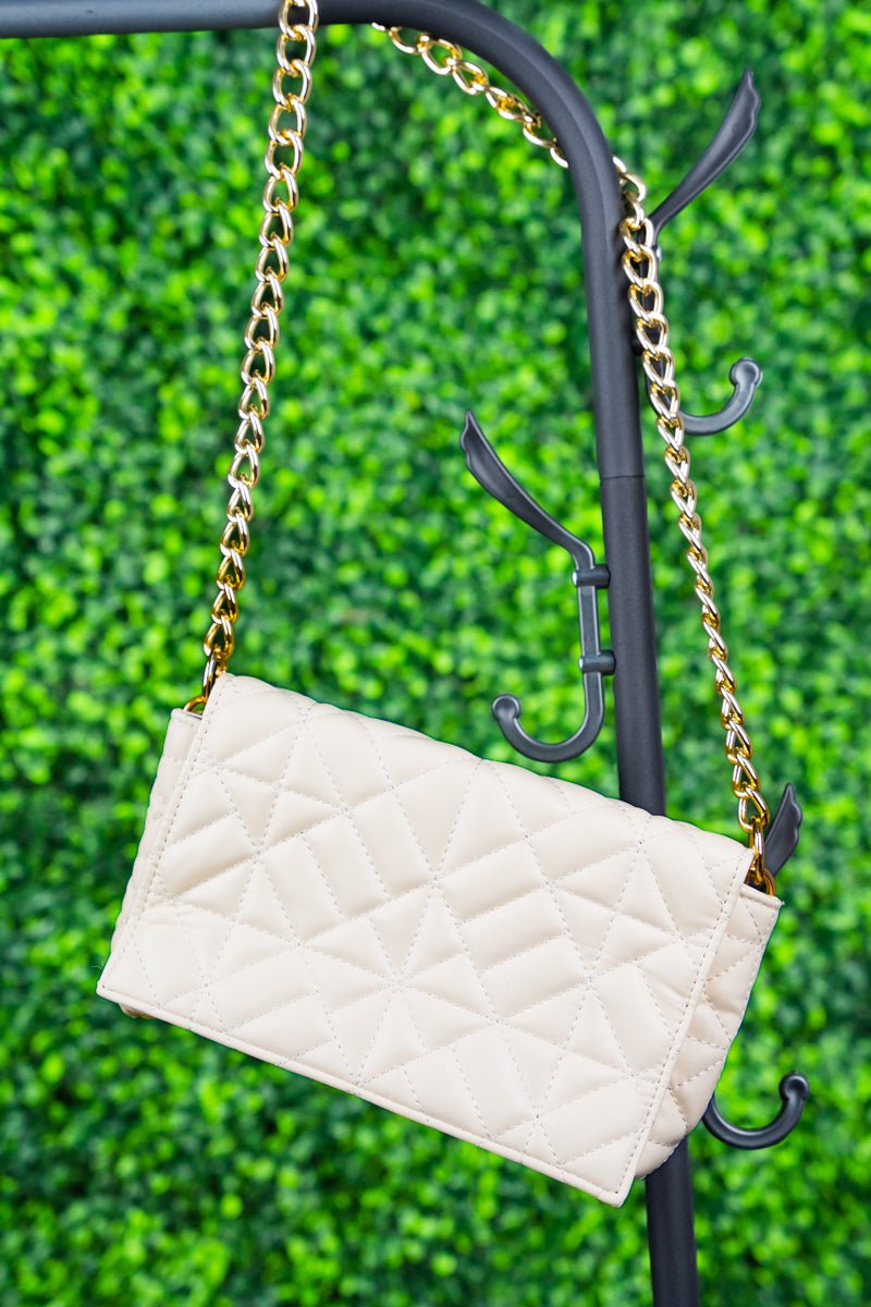 City Style Ivory Quilted Faux Leather Bag | Wholesale Accessory Market