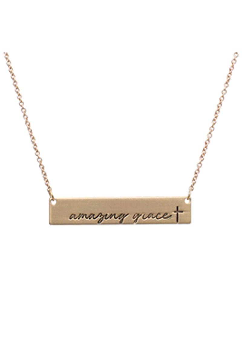 Matte Goldtone Amazing Grace Bar Necklace Wholesale Accessory