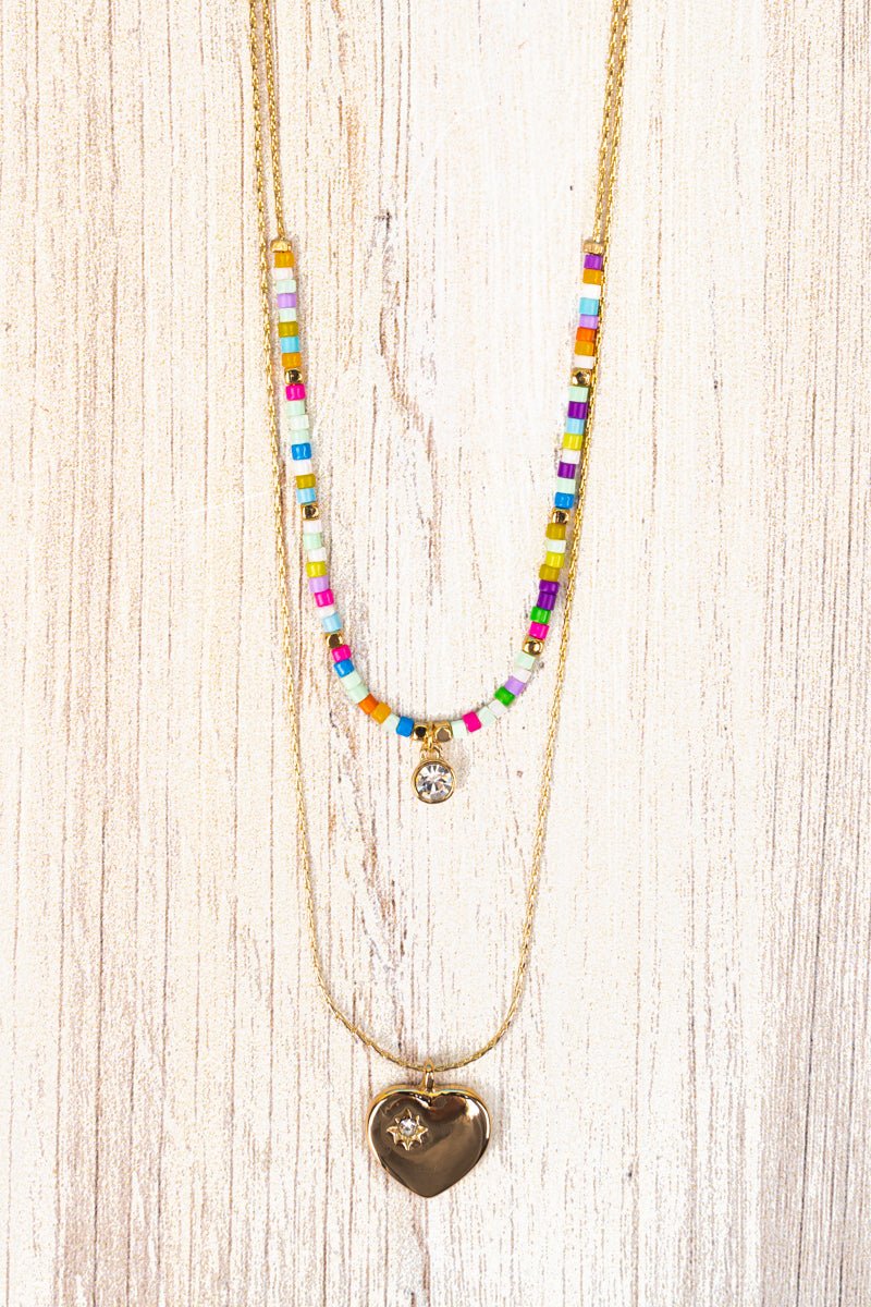 Crystal Avenue Goldtone Crystal Heart Layered Necklace Set - Wholesale Accessory Market
