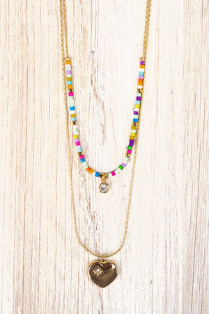 Crystal Avenue Goldtone Crystal Heart Layered Necklace Set - Wholesale Accessory Market