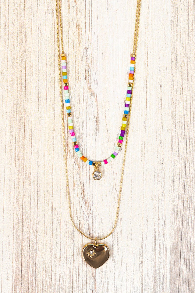 Crystal Avenue Goldtone Crystal Heart Layered Necklace Set - Wholesale Accessory Market