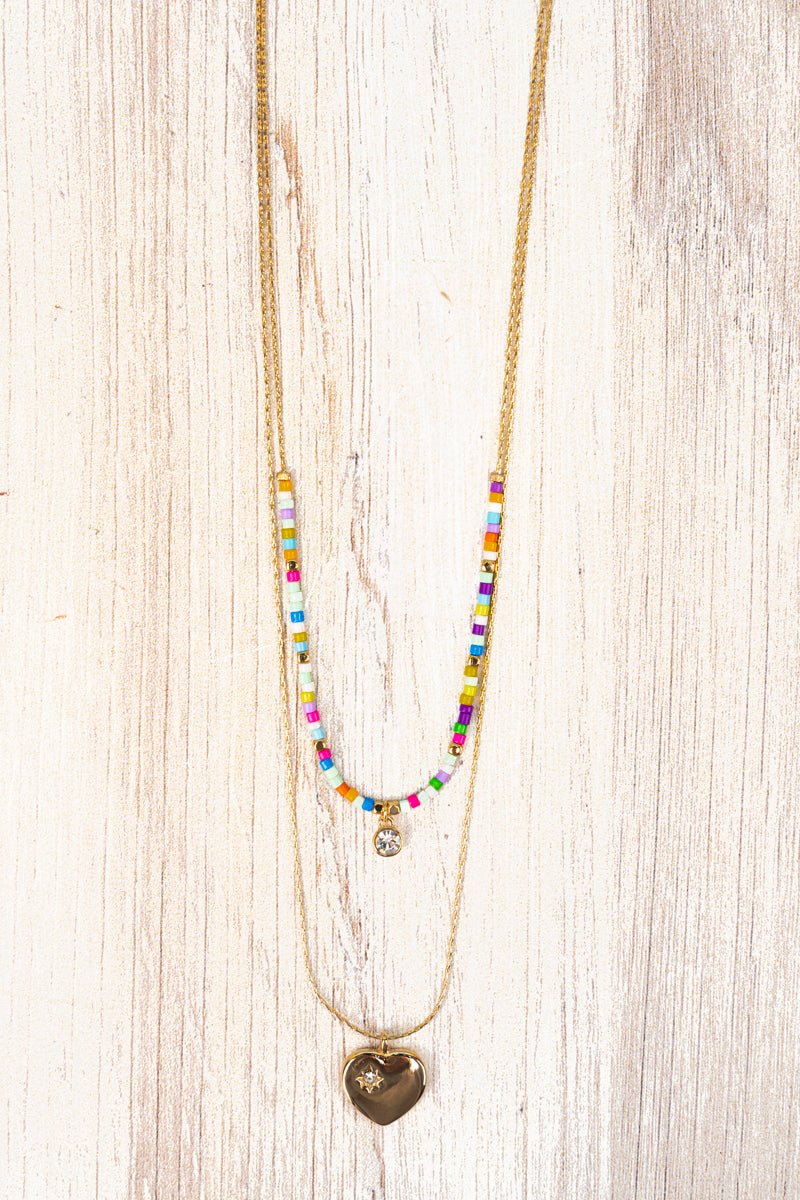 Crystal Avenue Goldtone Crystal Heart Layered Necklace Set - Wholesale Accessory Market