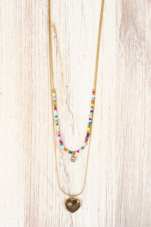Crystal Avenue Goldtone Crystal Heart Layered Necklace Set - Wholesale Accessory Market