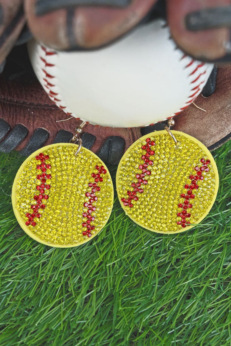 Crystal Avenue Amber Yellow Crystal Softball Earrings - Wholesale Accessory Market