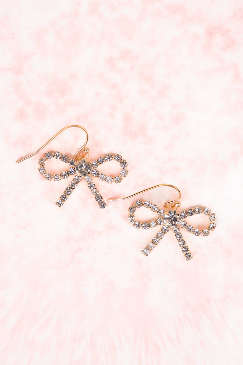 Crystal Goldtone Bow Earrings Wholesale Accessory Market