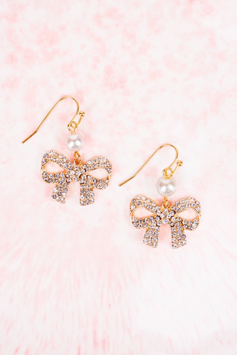 Crystal Avenue Crystal & Pearl Goldtone Bow Earrings Wholesale