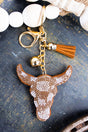 Crystal Avenue Crystal Encrusted Brown Steer Keychain - Wholesale Accessory Market