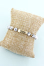Crystal Avenue Goldtone 'Hope' Bar White Semi-Precious Bead Bracelet - Wholesale Accessory Market