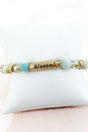 Goldtone 'Blessed' Mint Semi-Precious and Glass Bracelet - Wholesale Accessory Market