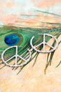 TIPI Peace Silvertone and Turquoise Bead Open Hoop Earrings - Wholesale Accessory Market
