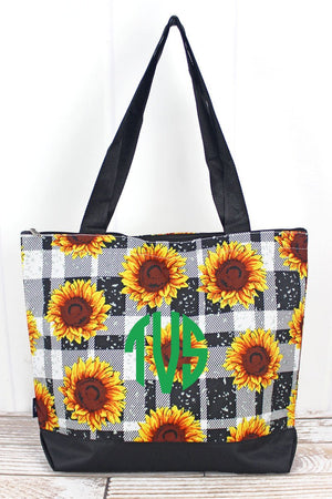 NGIL Sunflower Plaid with Black Trim Tote Bag - Wholesale Accessory Market