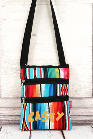 NGIL Southwest Serape Crossbody Bag with Black Trim - Wholesale Accessory Market