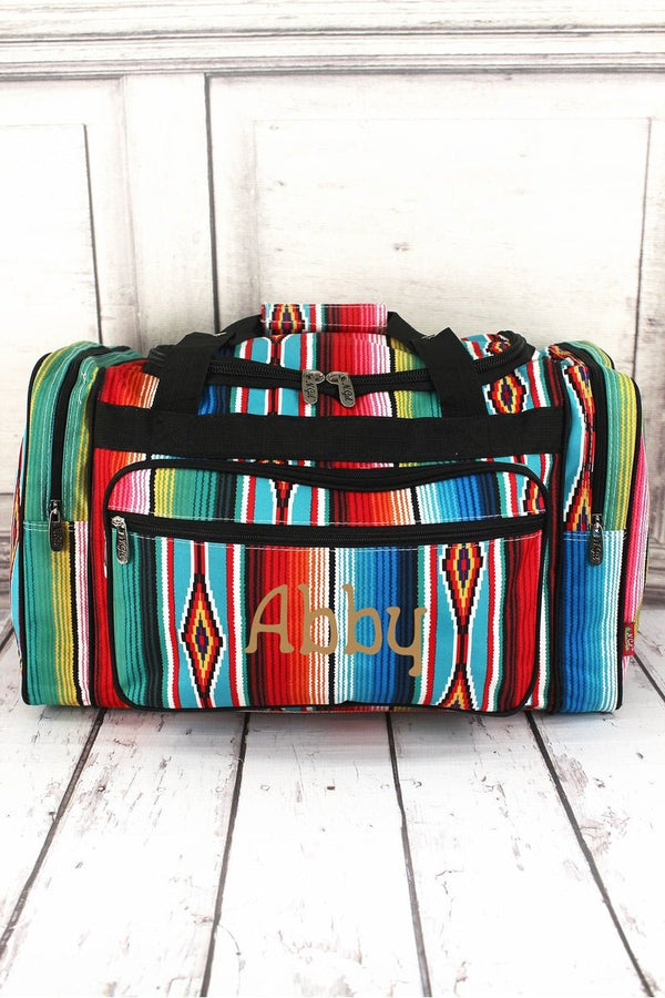 ser420 blackngil southwest serape duffle bag with black trim 20