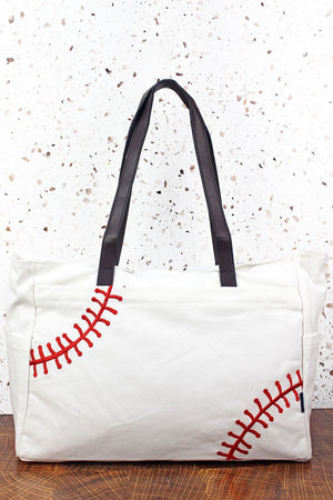 NGIL Embroidered Baseball Laces Day to Day Shoulder Tote - Wholesale Accessory Market