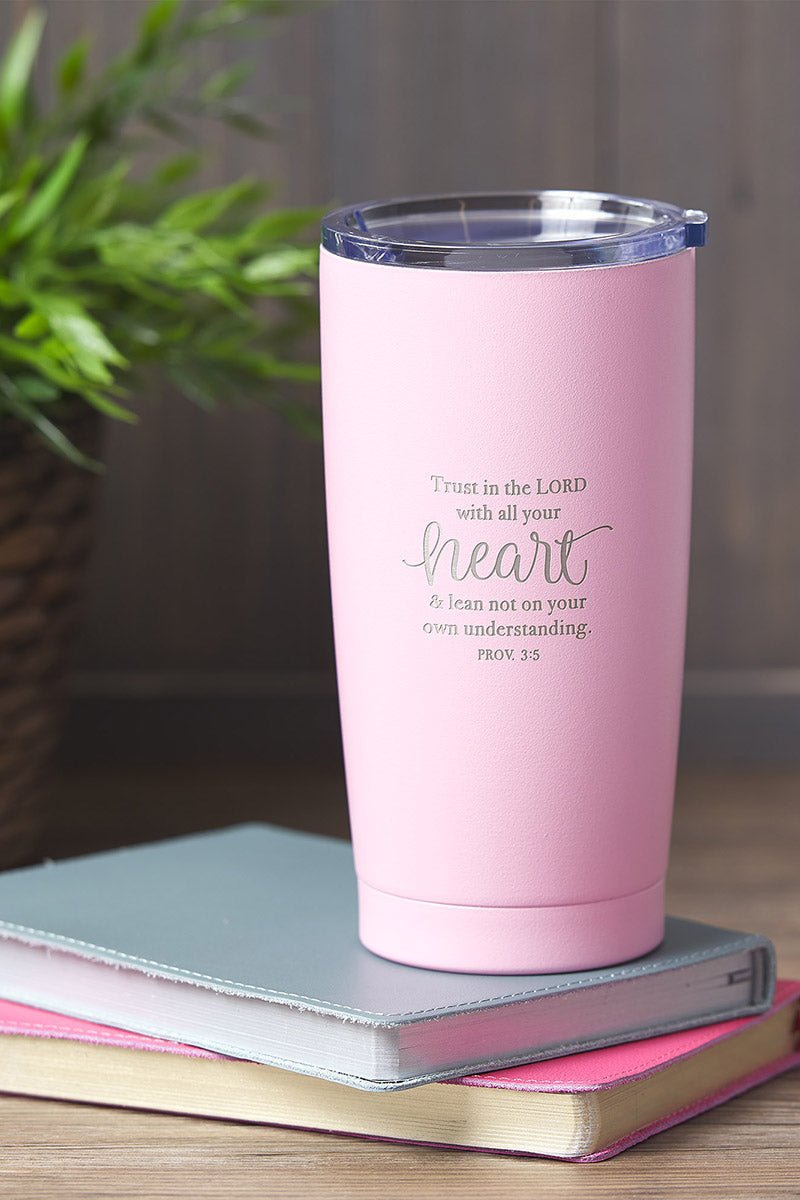 Proverbs 3:5 'Trust in the Lord' Pink Travel Mug - Wholesale Accessory Market