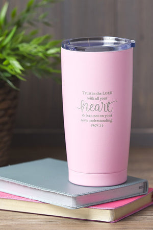 Proverbs 3:5 'Trust in the Lord' Pink Travel Mug - Wholesale Accessory Market
