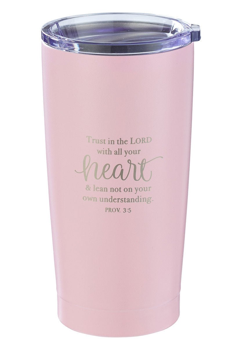Proverbs 3:5 'Trust in the Lord' Pink Travel Mug - Wholesale Accessory Market