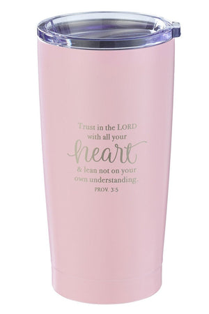 Proverbs 3:5 'Trust in the Lord' Pink Travel Mug - Wholesale Accessory Market