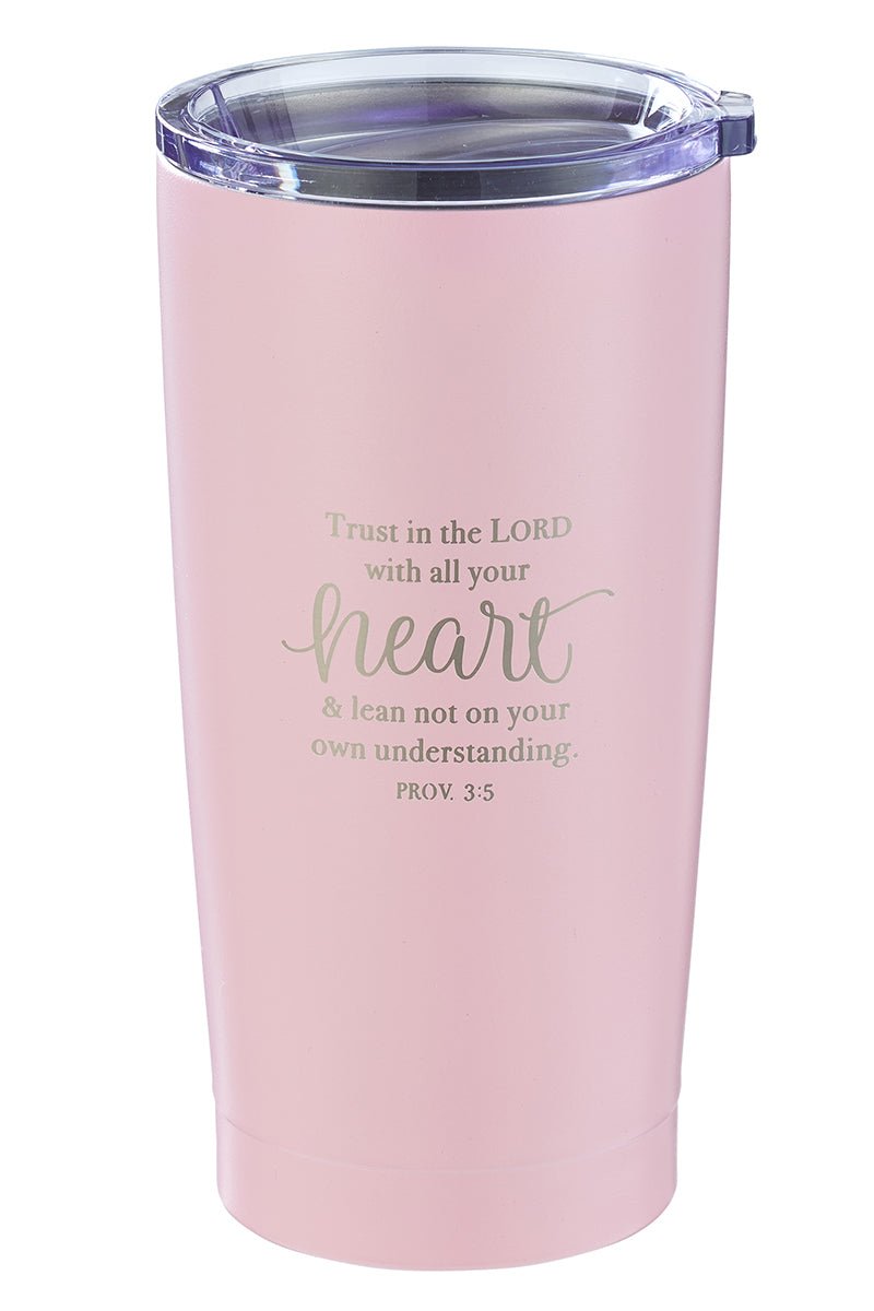 Proverbs 3:5 'Trust in the Lord' Pink Travel Mug - Wholesale Accessory Market