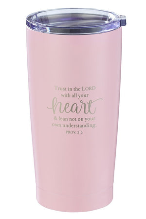 Proverbs 3:5 'Trust in the Lord' Pink Travel Mug - Wholesale Accessory Market
