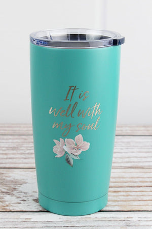 It Is Well With My Soul Teal Travel Mug - Wholesale Accessory Market
