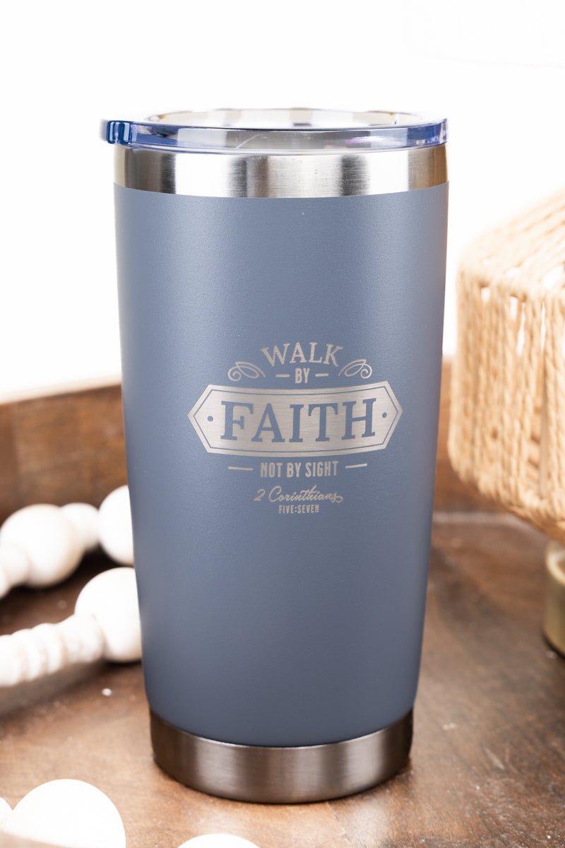 Walk By Faith Gray Stainless Steel Travel Mug - Wholesale Accessory Market