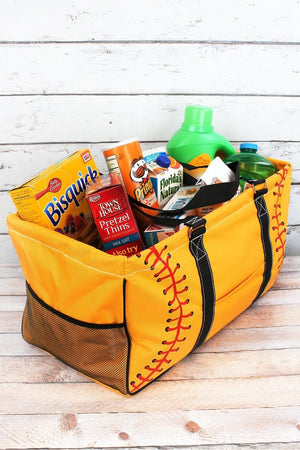 NGIL Softball Laces Collapsible Haul-It-All Basket with Mesh Pockets - Wholesale Accessory Market