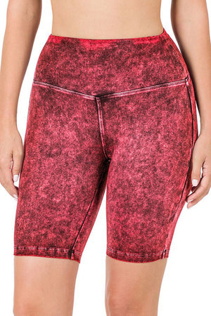 Go The Distance Neon Rose Mineral Wash Biker Shorts - Wholesale Accessory Market