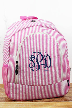 NGIL Pink Striped Seersucker Large Backpack - Wholesale Accessory Market