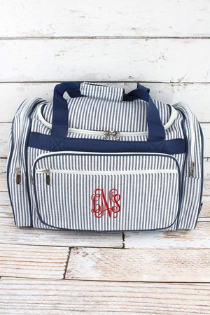 NGIL Navy Striped Seersucker Duffle Bag 20" - Wholesale Accessory Market