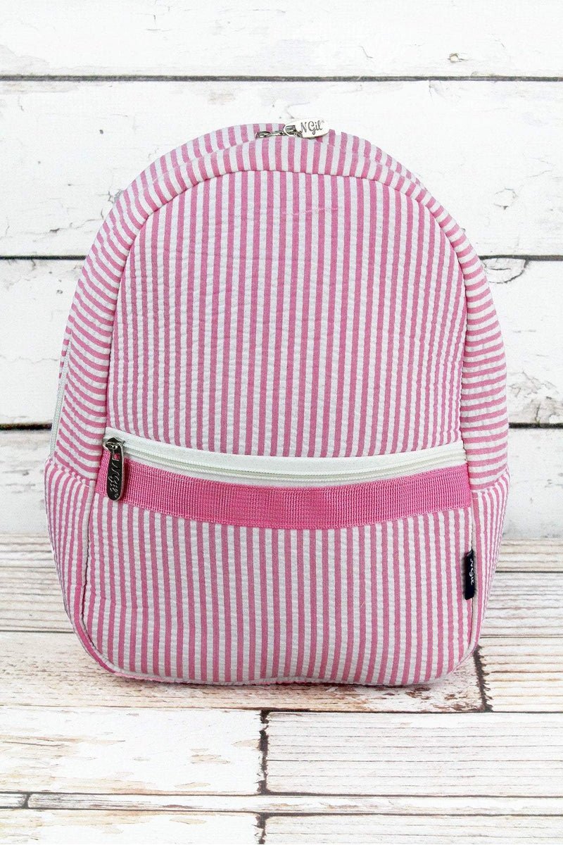 Pink Striped Seersucker Small Backpack Wholesale Accessory Market