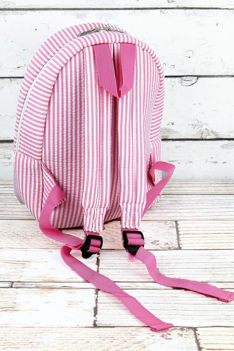 Pink Striped Seersucker Small Backpack Wholesale Accessory Market
