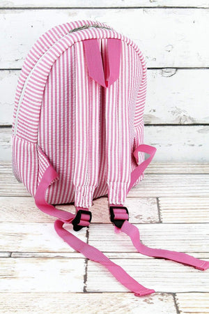NGIL Pink Striped Seersucker Small Backpack - Wholesale Accessory Market