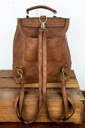 Brown Faux Leather Haley Satchel Backpack - Wholesale Accessory Market