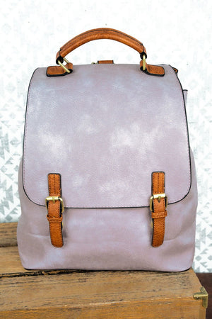 Lavender Faux Leather Haley Satchel Backpack - Wholesale Accessory Market