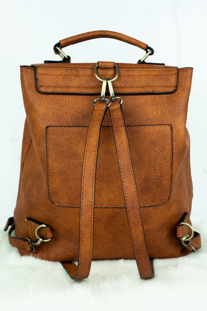 Light Brown Faux Leather Haley Satchel Backpack - Wholesale Accessory Market