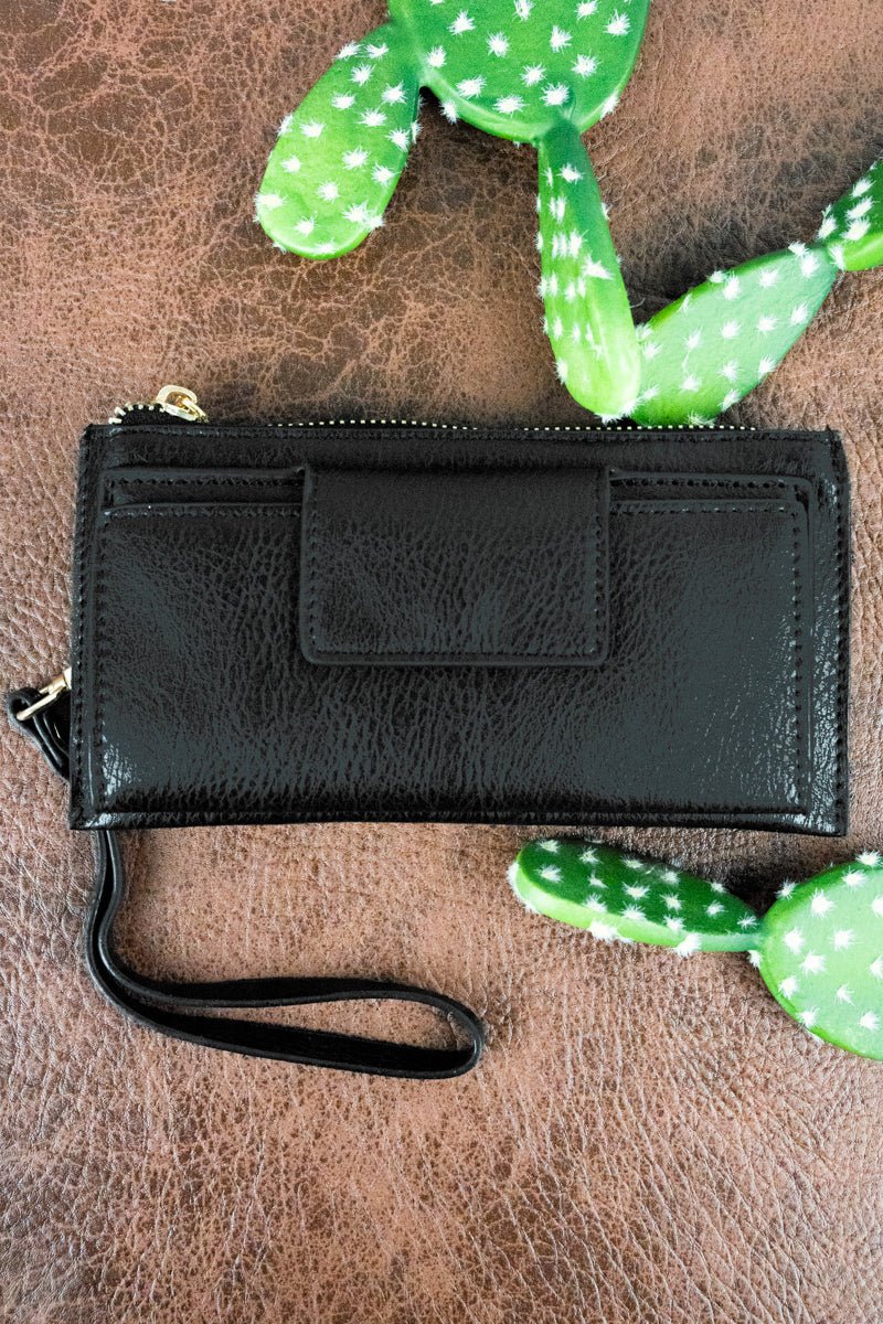 Black Faux Leather Wristlet Wallet Wholesale Accessory Market