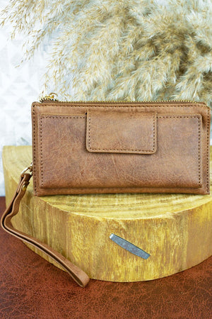 NGIL Brown Faux Leather Wristlet Wallet - Wholesale Accessory Market