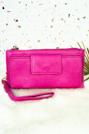 NGIL Hot Pink Faux Leather Wristlet Wallet - Wholesale Accessory Market