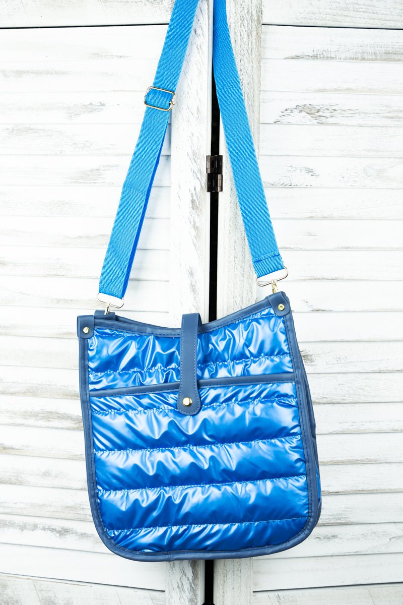 Kennedy Puffy Light Blue Crossbody Tablet Bag| Wholesale Accessory Market